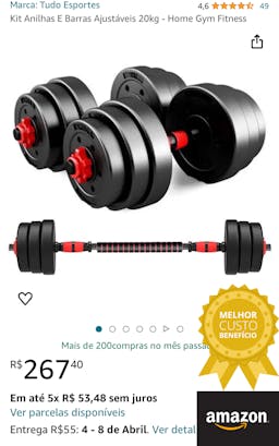 Set de pesos recomendado https://meuequipamento.com/